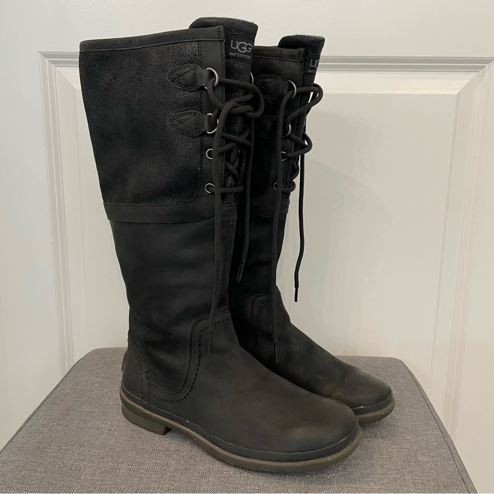UGG Elsa Waterproof Lace Up Boots - Black